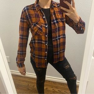 S forever 21 flannel fall color, halloween, long sleeve brown burnt orange